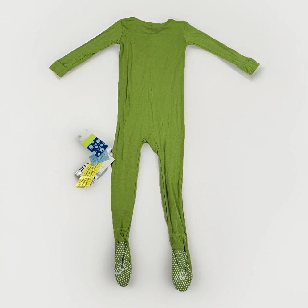 Kickee‎ Pants Basic Footie Solid Green Meadow Bamboo Footie With Snaps 3T